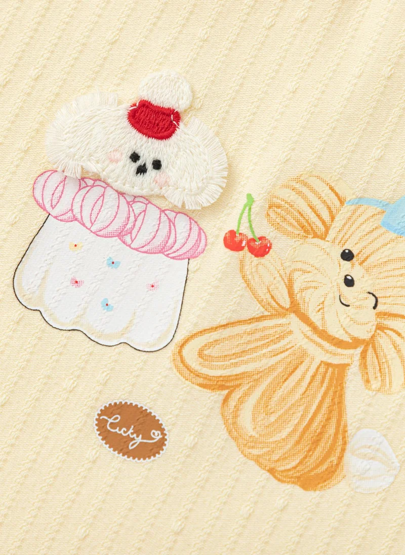 Balabala Yellow Toddler Girls Round v-neck long-sleeved T-shirt for Women | Best Price UAE